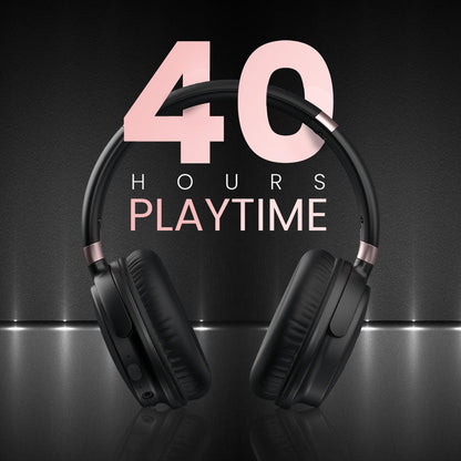 Portronics Muffs M3 Over Ear Headphones with ANC Enabled, Upto 40 Hours Playtime, in-Built Mic, 40mm Driver, Powerful Bass, Soft Ear Cushion, BT 5.3V, AUX in, Foldable Design, Type C Fast Charging - Nalanda Enterprises