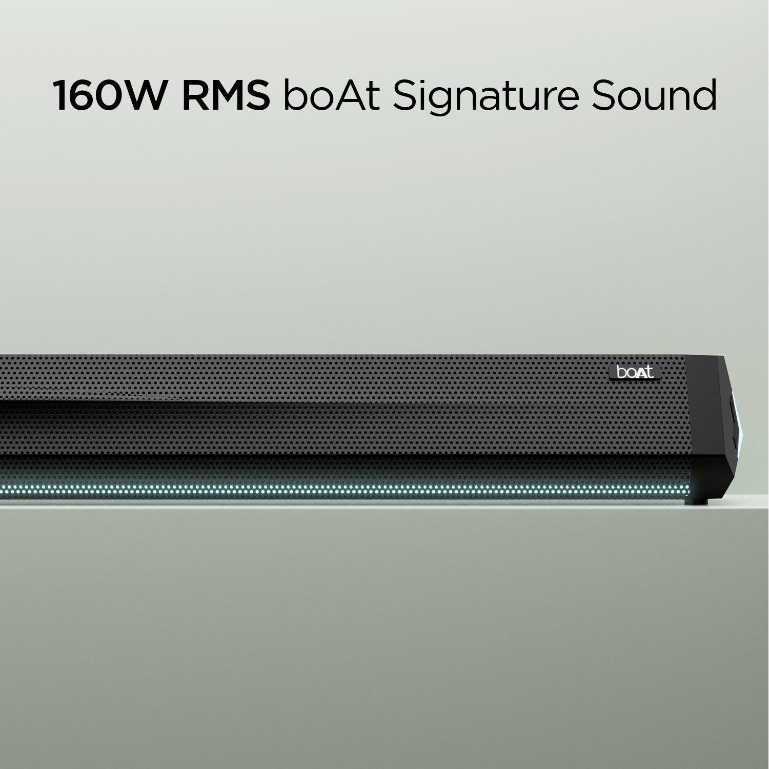 boAt Aavante Bar Theme | 2.1 Channel Soundbar with Wireless Subwoofer, 160W RMS boAt Signature Sound, Bass & Treble Control - Nalanda Enterprises