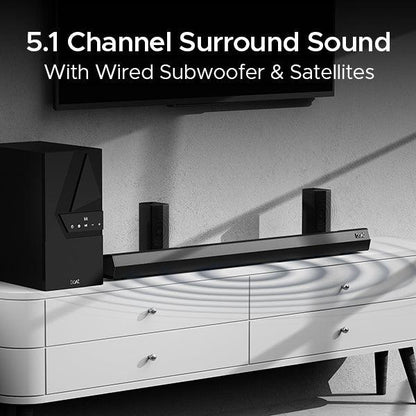 boAt Aavante Bar 3600 | 500W Bluetooth Soundbar, 5.1 Surround Sound System with Subwoofer and Wired Rear Speakers - Nalanda Enterprises