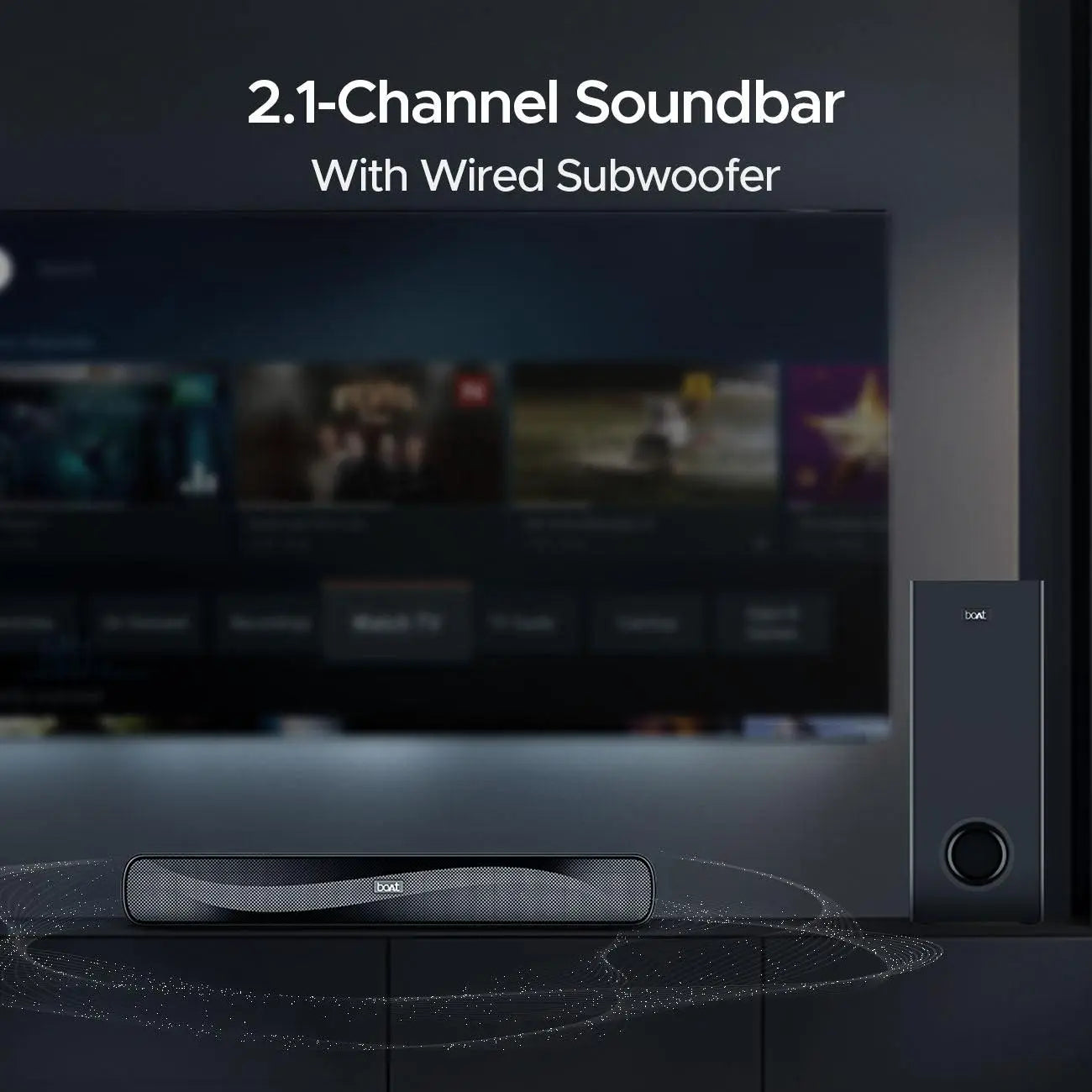 boAt Aavante Bar A1040 | 50W Bluetooth Soundbar, 2.1 Channel with Wired Subwoofer, Master Remote Control, Multi Connectivity - Nalanda Enterprises