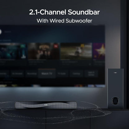 boAt Aavante Bar A1040 | 50W Bluetooth Soundbar, 2.1 Channel with Wired Subwoofer, Master Remote Control, Multi Connectivity - Nalanda Enterprises