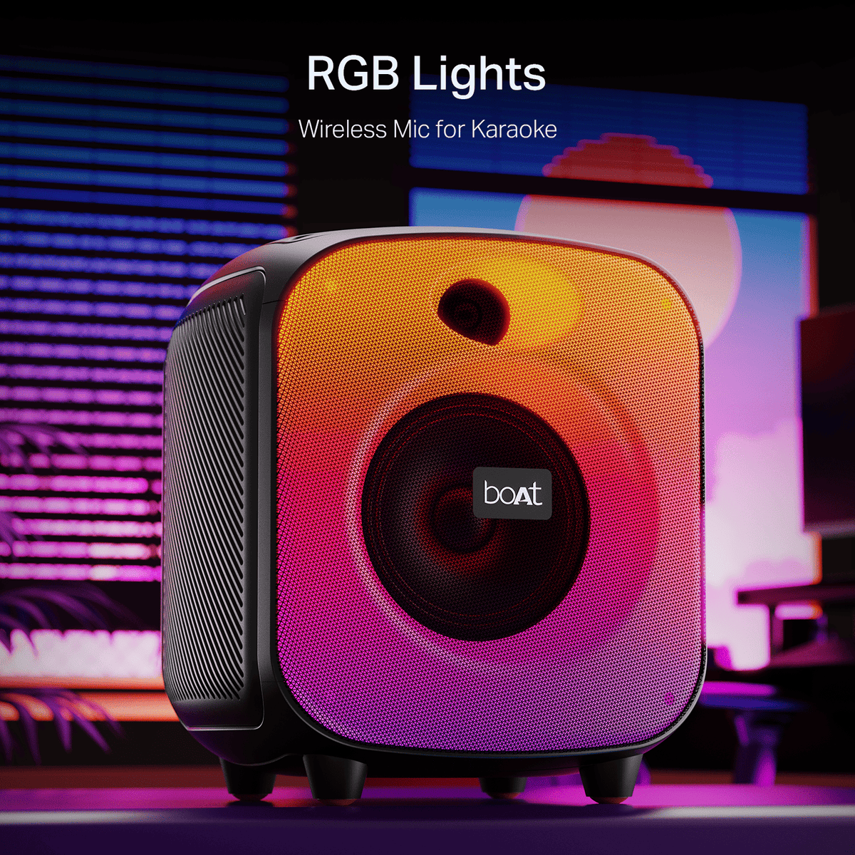 boAt PartyPal 68 Pro | Bluetooth Speaker with 42W Sound, RGB LEDs, Wireless Mic, 8H Playback & TWS