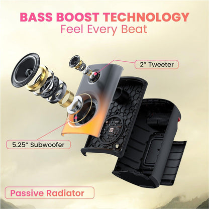 Portronics Dash 8 60W Bluetooth Party Speaker with Bass Boost Technology, Upto 6 Hours Playtime, Wired Karaoke Mic, TWS Mode, USB, AUX in, BT 5.3v, Full Screen LED Effect, Type C Charging(Black) - Nalanda Enterprises