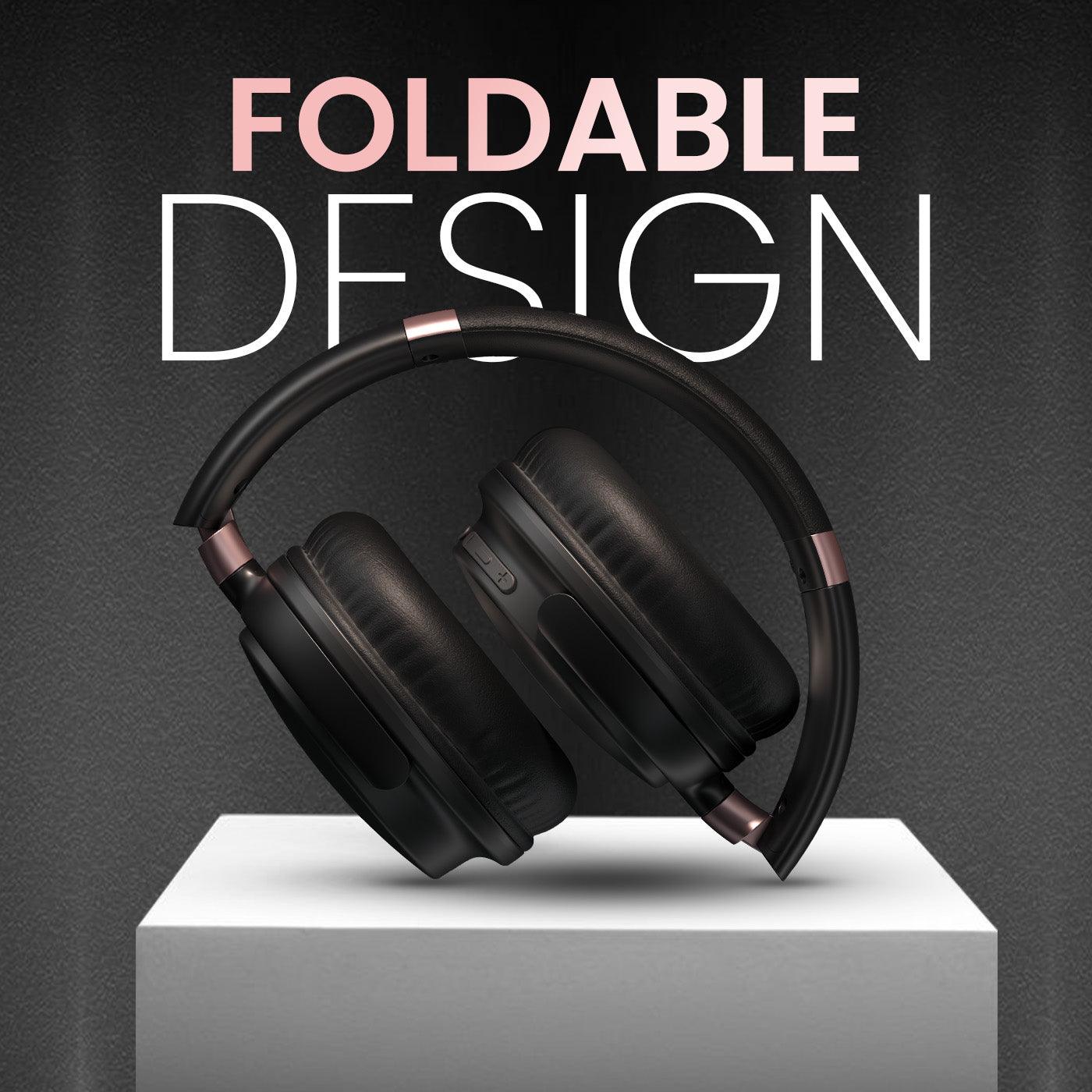 Portronics Muffs M3 Over Ear Headphones with ANC Enabled, Upto 40 Hours Playtime, in-Built Mic, 40mm Driver, Powerful Bass, Soft Ear Cushion, BT 5.3V, AUX in, Foldable Design, Type C Fast Charging - Nalanda Enterprises