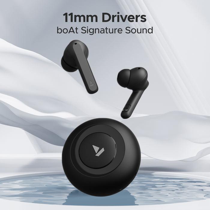 boAt Airdopes Sonik in Ear TWS Earbuds with 60 hrs Playback, IWP Tech, Quad Mics with ENx, ASAP Charge, 11 mm Drivers, BT v5.3 & IPX4 Sweat and Splash Resistance - Nalanda Enterprises