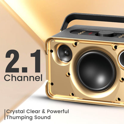 Portronics Harmony 80W Premium Portable HD Sound Speaker, Upto 6 Hours Playtime, 2.1 Channel, Bass Boost Technology, Bass/Treble Adjustment, Bluetooth Connectivity, Aux in, USB in, Bass Radiator - Nalanda Enterprises