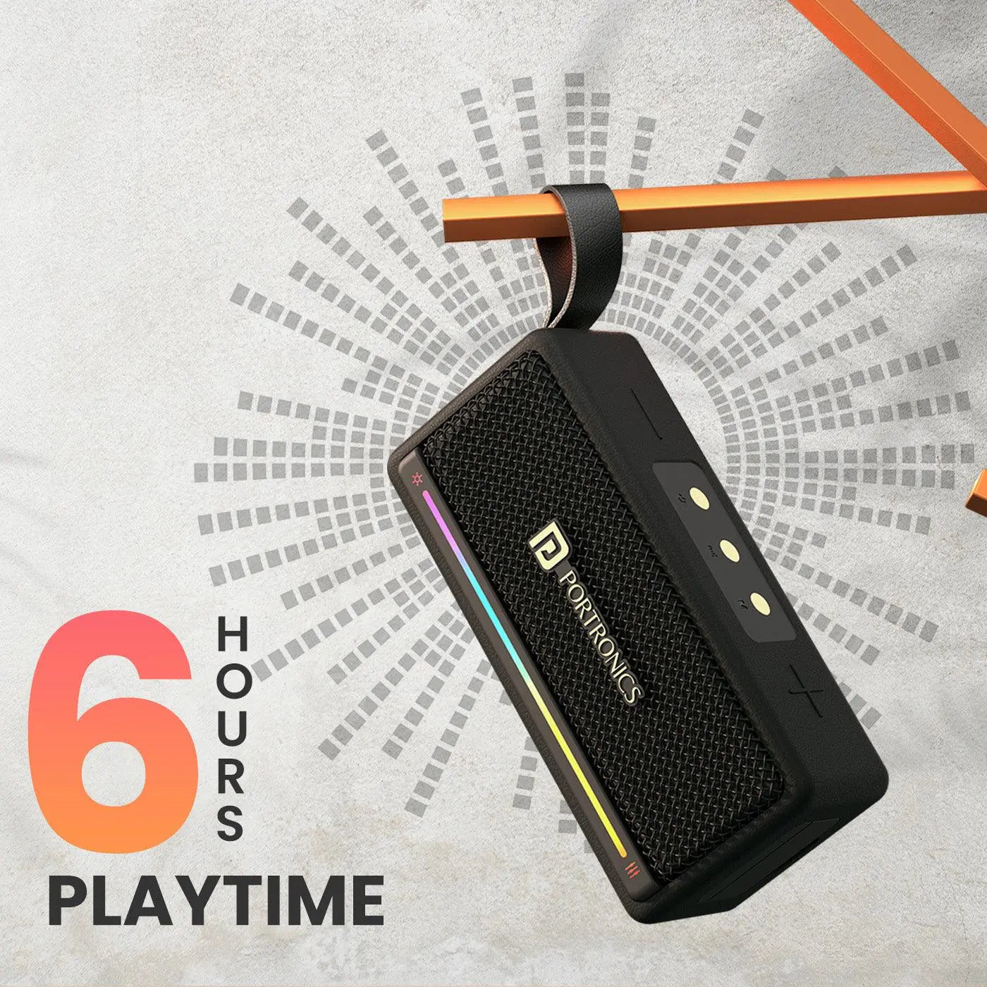 Portronics Harmony Mini 25W HD Premium Portable Bluetooth Speaker with Subwoofer, EQ Adjustment, 6 Hours Playtime, in-Built Mic,TWS Mode,RGB Lights, Bluetooth V5.3, Type C Fast Charging - Nalanda Enterprises