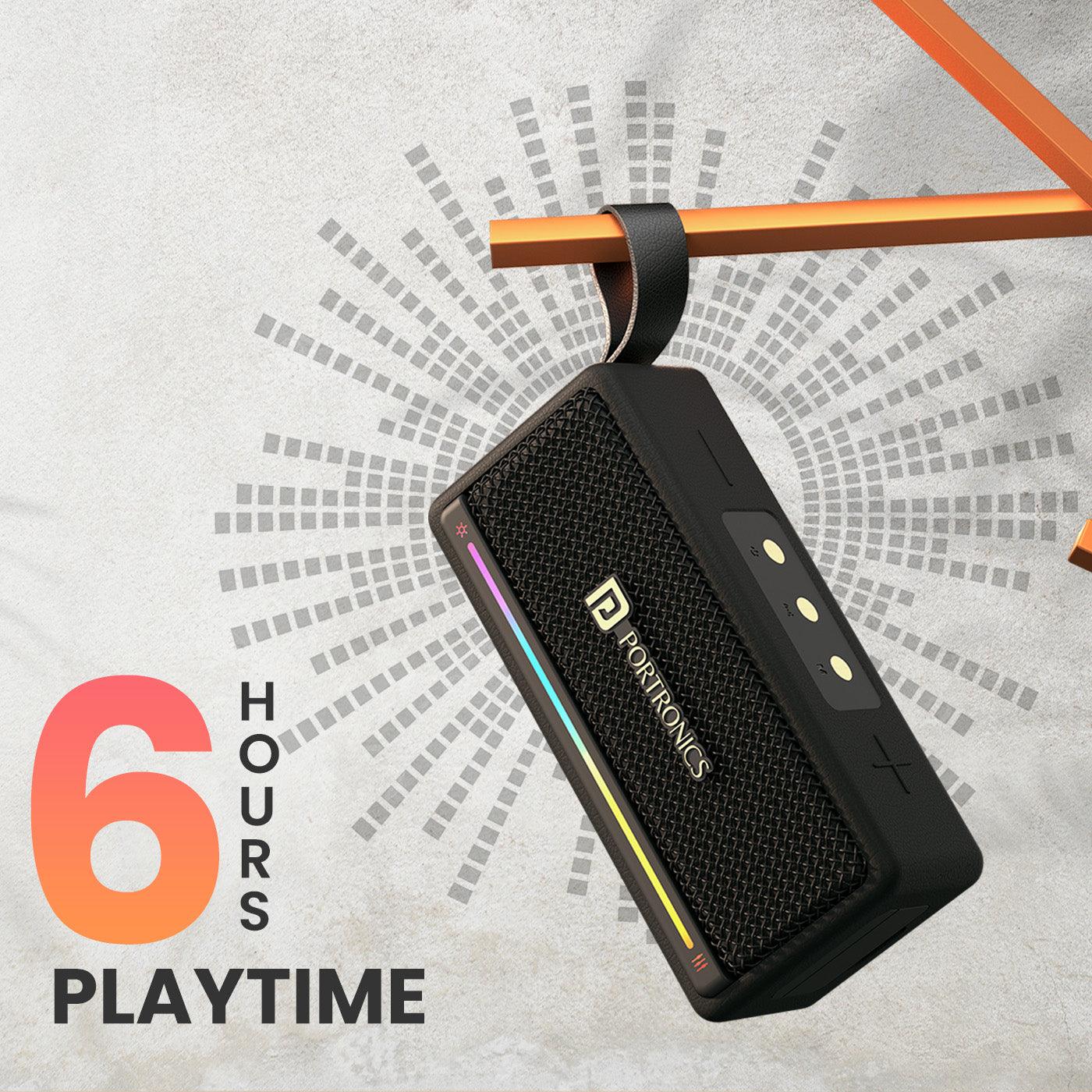 Portronics Harmony Mini 25W HD Premium Portable Bluetooth Speaker with Subwoofer, EQ Adjustment, 6 Hours Playtime, in-Built Mic,TWS Mode,RGB Lights, Bluetooth V5.3, Type C Fast Charging - Nalanda Enterprises