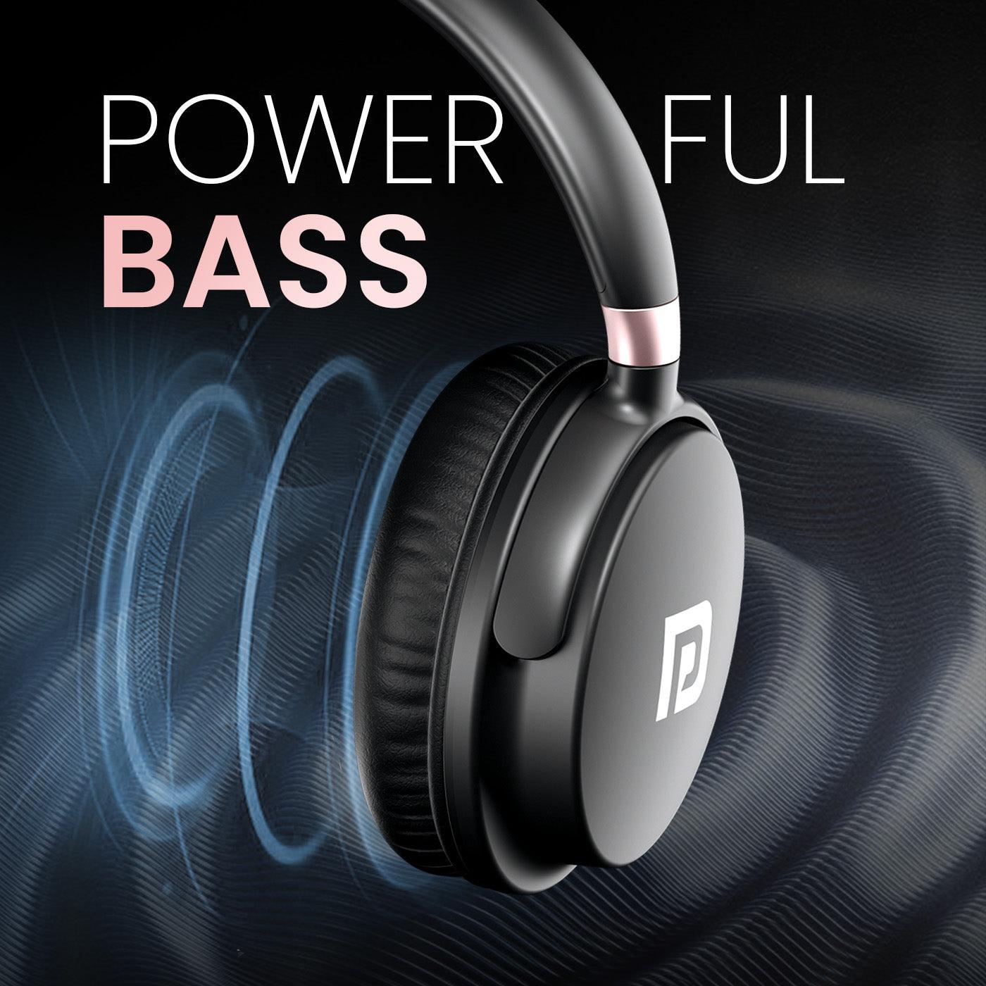 Portronics Muffs M3 Over Ear Headphones with ANC Enabled, Upto 40 Hours Playtime, in-Built Mic, 40mm Driver, Powerful Bass, Soft Ear Cushion, BT 5.3V, AUX in, Foldable Design, Type C Fast Charging - Nalanda Enterprises