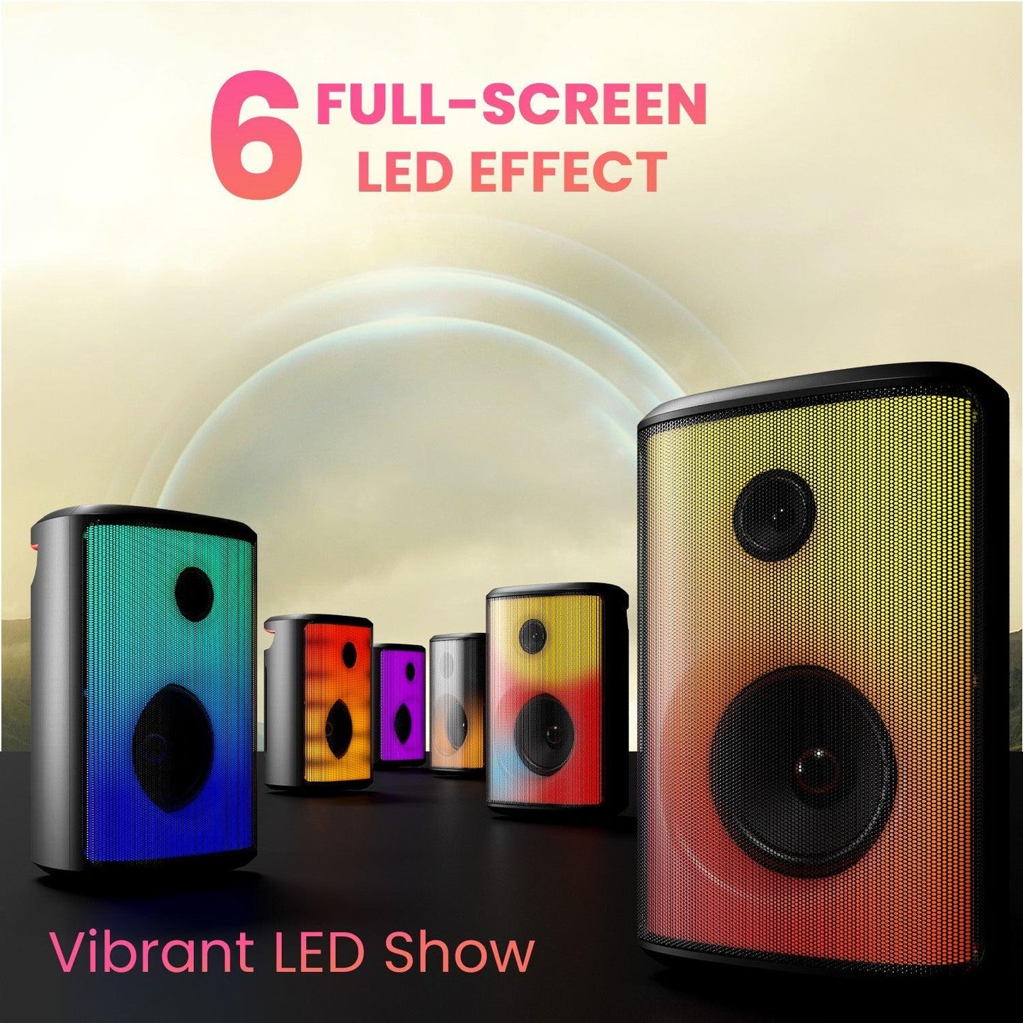 Portronics Dash 8 60W Bluetooth Party Speaker with Bass Boost Technology, Upto 6 Hours Playtime, Wired Karaoke Mic, TWS Mode, USB, AUX in, BT 5.3v, Full Screen LED Effect, Type C Charging(Black) - Nalanda Enterprises