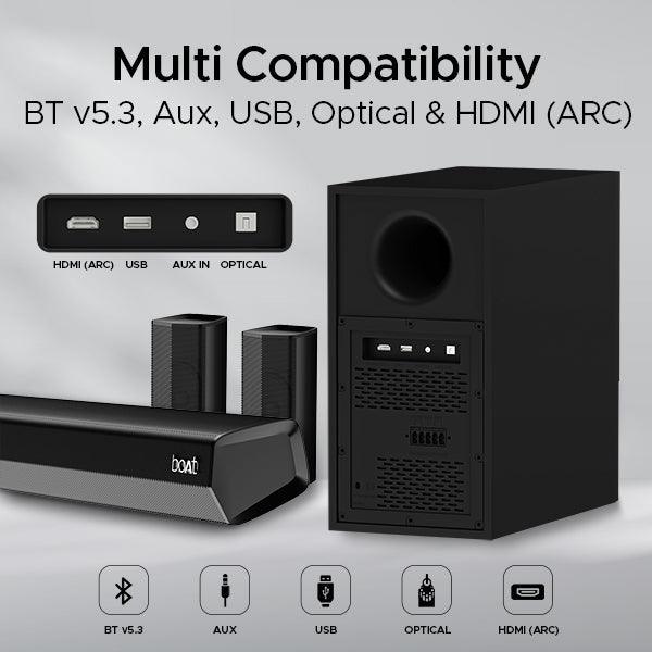 boAt Aavante Bar 3600 | 500W Bluetooth Soundbar, 5.1 Surround Sound System with Subwoofer and Wired Rear Speakers - Nalanda Enterprises