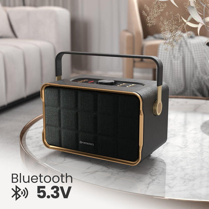Portronics Harmony 80W Premium Portable HD Sound Speaker, Upto 6 Hours Playtime, 2.1 Channel, Bass Boost Technology, Bass/Treble Adjustment, Bluetooth Connectivity, Aux in, USB in, Bass Radiator - Nalanda Enterprises