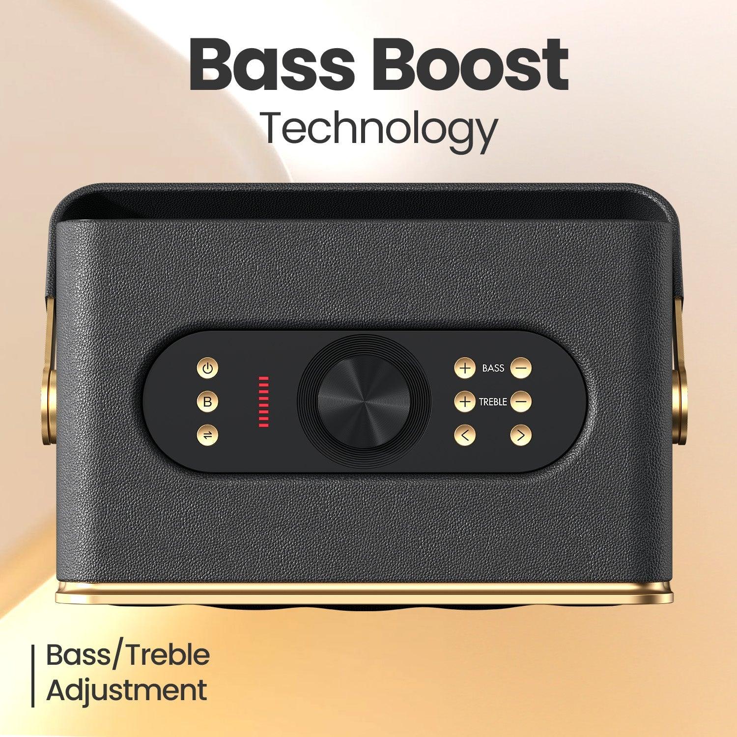 Portronics Harmony 80W Premium Portable HD Sound Speaker, Upto 6 Hours Playtime, 2.1 Channel, Bass Boost Technology, Bass/Treble Adjustment, Bluetooth Connectivity, Aux in, USB in, Bass Radiator - Nalanda Enterprises