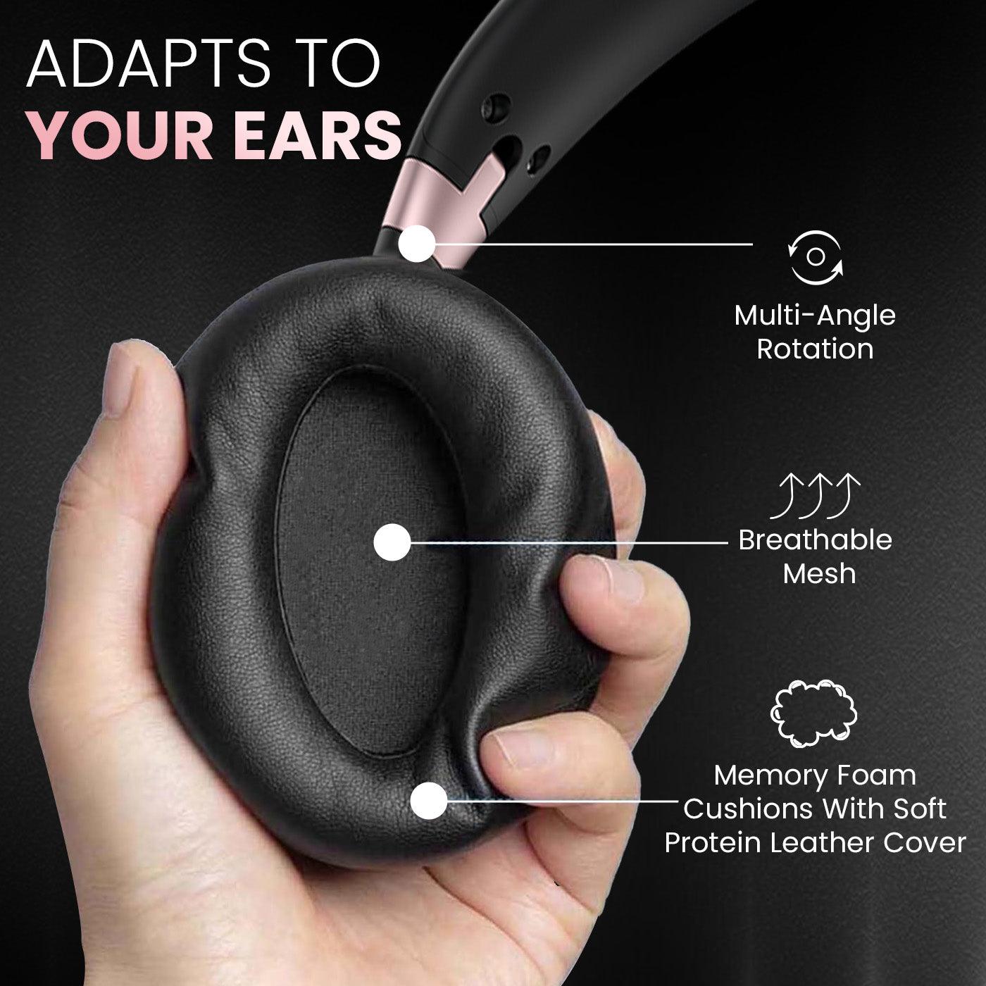 Portronics Muffs M3 Over Ear Headphones with ANC Enabled, Upto 40 Hours Playtime, in-Built Mic, 40mm Driver, Powerful Bass, Soft Ear Cushion, BT 5.3V, AUX in, Foldable Design, Type C Fast Charging - Nalanda Enterprises
