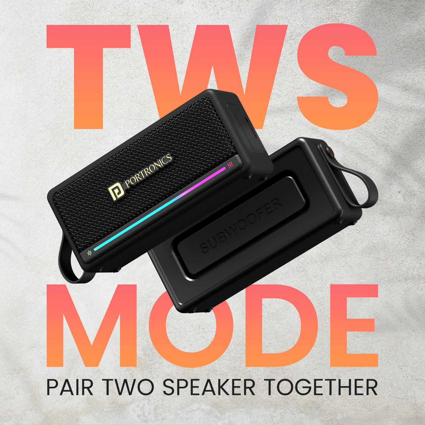 Portronics Harmony Mini 25W HD Premium Portable Bluetooth Speaker with Subwoofer, EQ Adjustment, 6 Hours Playtime, in-Built Mic,TWS Mode,RGB Lights, Bluetooth V5.3, Type C Fast Charging - Nalanda Enterprises