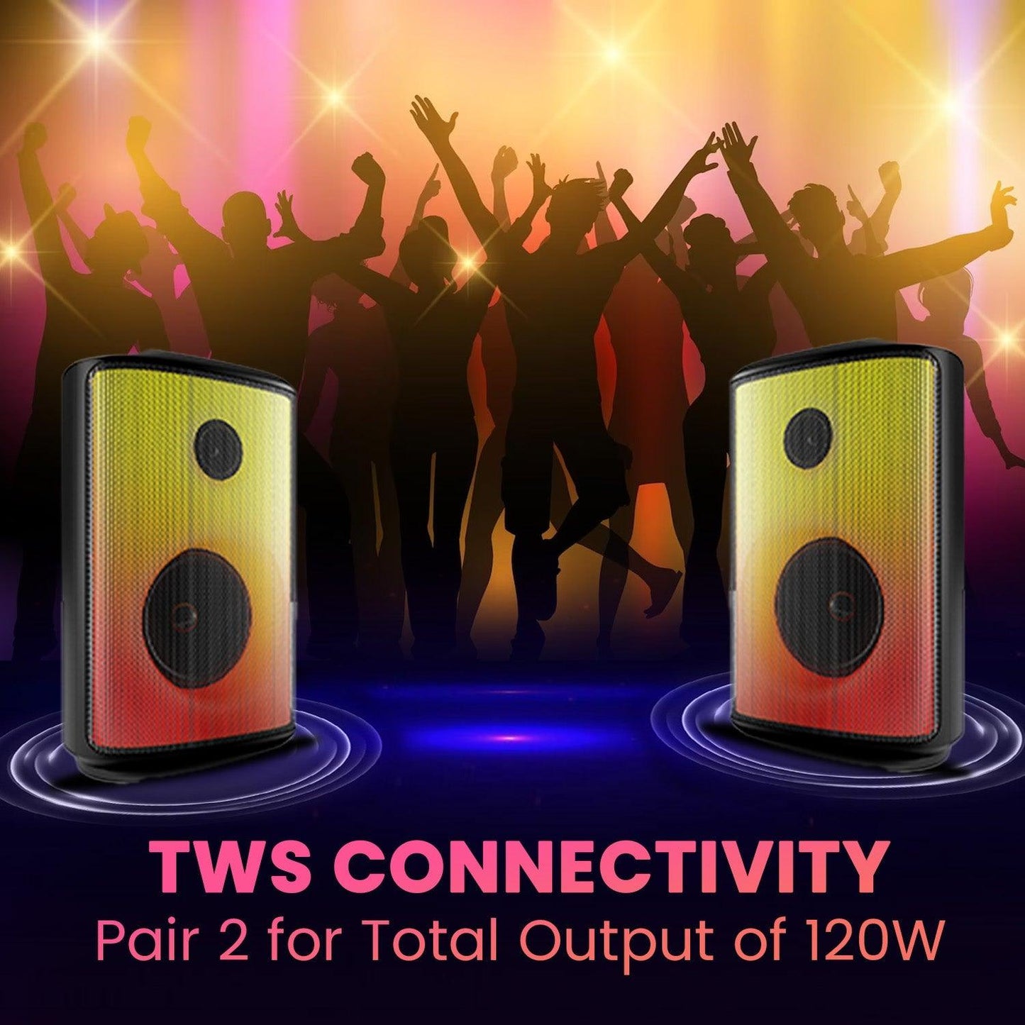 Portronics Dash 8 60W Bluetooth Party Speaker with Bass Boost Technology, Upto 6 Hours Playtime, Wired Karaoke Mic, TWS Mode, USB, AUX in, BT 5.3v, Full Screen LED Effect, Type C Charging(Black) - Nalanda Enterprises
