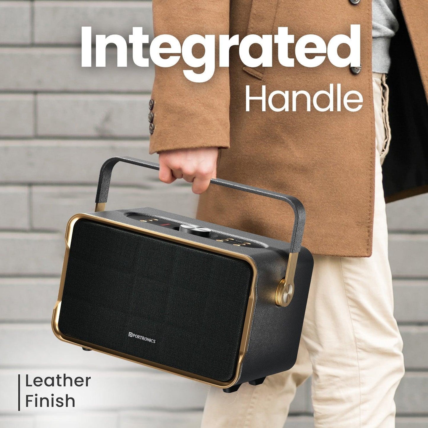 Portronics Harmony 80W Premium Portable HD Sound Speaker, Upto 6 Hours Playtime, 2.1 Channel, Bass Boost Technology, Bass/Treble Adjustment, Bluetooth Connectivity, Aux in, USB in, Bass Radiator - Nalanda Enterprises