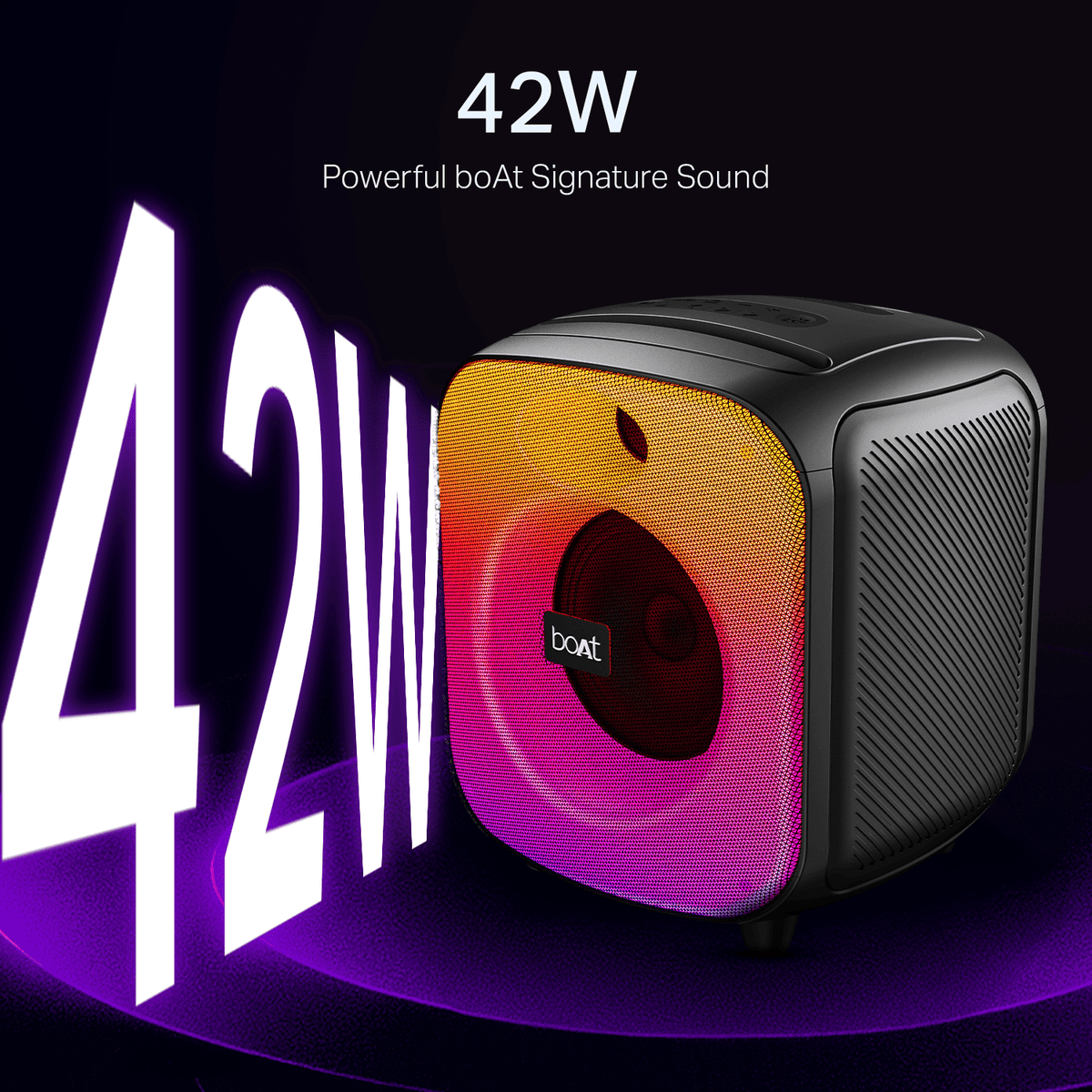boAt PartyPal 68 Pro | Bluetooth Speaker with 42W Sound, RGB LEDs, Wireless Mic, 8H Playback & TWS