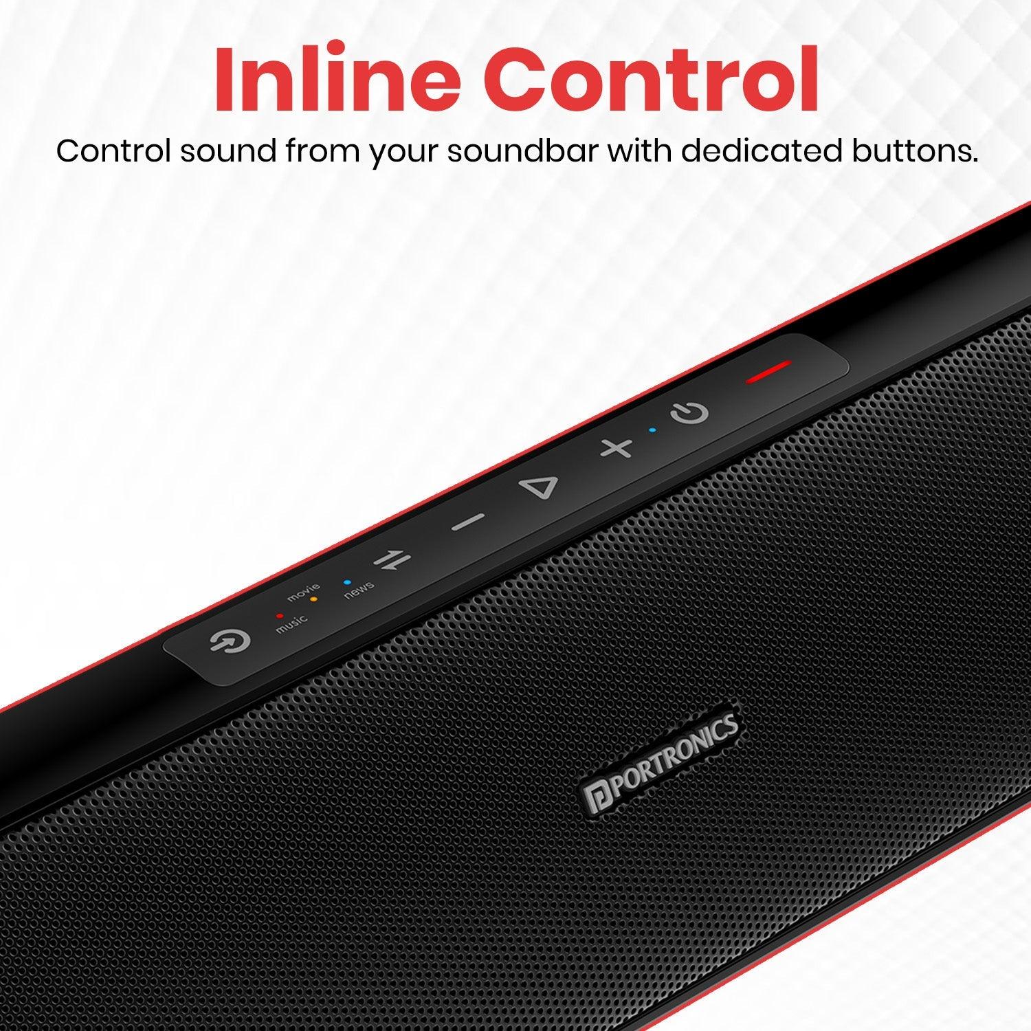 Portronics Pure Sound Pro X 80W Bluetooth Soundbar with Wired Subwoofer for Deep Bass, 2.1 Channel Home Theatre, HD Sound,3EQ Modes, BT 5.3V,HDMI,AUX in,USB Port,Sleek Design & Remote Control - Nalanda Enterprises