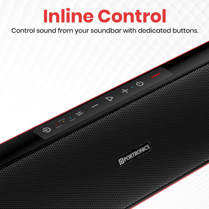 Portronics Pure Sound Pro X 80W Bluetooth Soundbar with Wired Subwoofer for Deep Bass, 2.1 Channel Home Theatre, HD Sound,3EQ Modes, BT 5.3V,HDMI,AUX in,USB Port,Sleek Design & Remote Control - Nalanda Enterprises