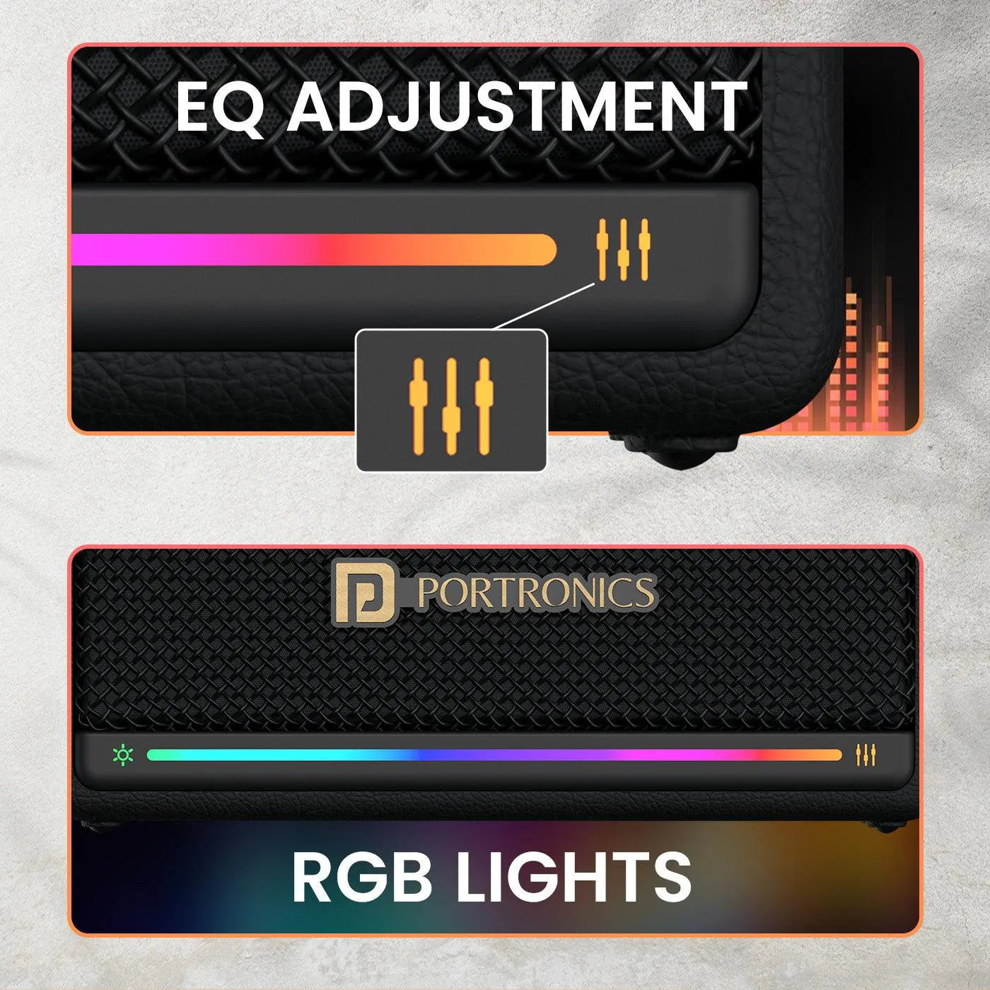 Portronics Harmony Mini 25W HD Premium Portable Bluetooth Speaker with Subwoofer, EQ Adjustment, 6 Hours Playtime, in-Built Mic,TWS Mode,RGB Lights, Bluetooth V5.3, Type C Fast Charging - Nalanda Enterprises
