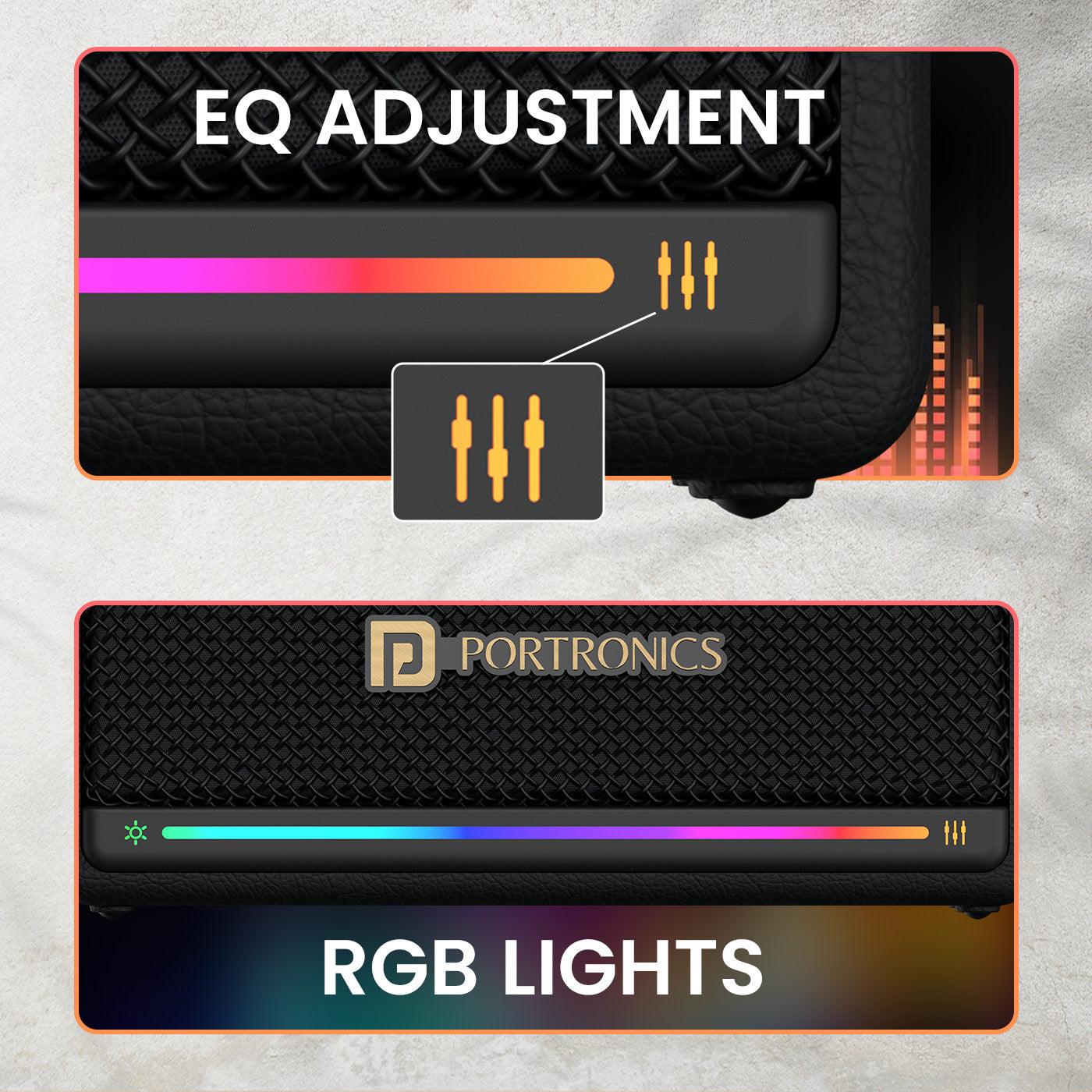 Portronics Harmony Mini 25W HD Premium Portable Bluetooth Speaker with Subwoofer, EQ Adjustment, 6 Hours Playtime, in-Built Mic,TWS Mode,RGB Lights, Bluetooth V5.3, Type C Fast Charging - Nalanda Enterprises
