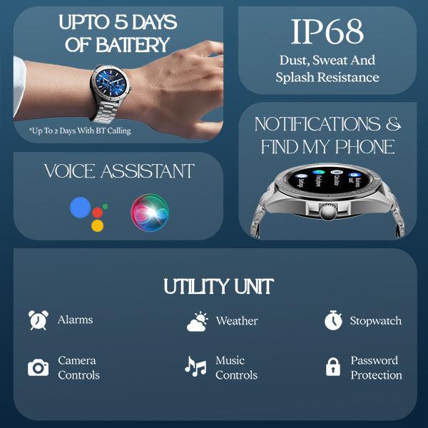 boAt Enigma Switch | Premium Luxury Smartwatch with 1.39" (3.53cm) HD Display, Switchable Case, 100+ Sports Mode, BT Calling, HR & SpO2 Monitoring - Nalanda Enterprises