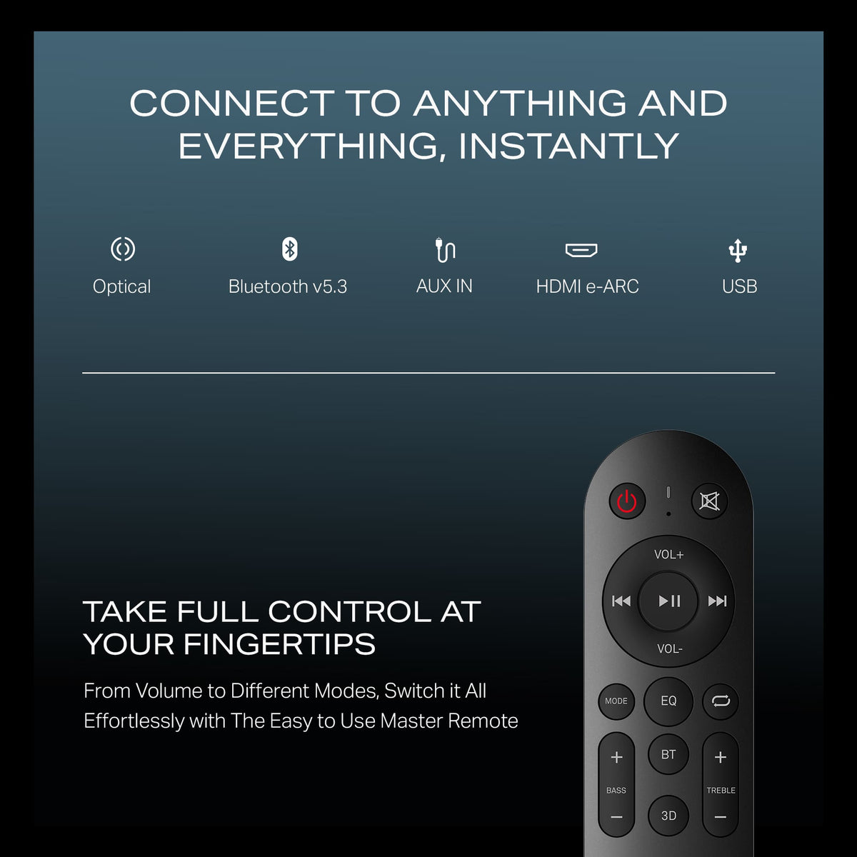 Universal soundbar remote control with Bluetooth, HDMI, AUX, USB, and optical connectivity, Nalanda Enterprises corporate gifting.