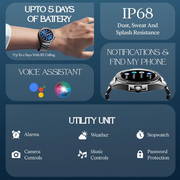 boAt Enigma Switch | Premium Luxury Smartwatch with 1.39" (3.53cm) HD Display, Switchable Case, 100+ Sports Mode, BT Calling, HR & SpO2 Monitoring - Nalanda Enterprises