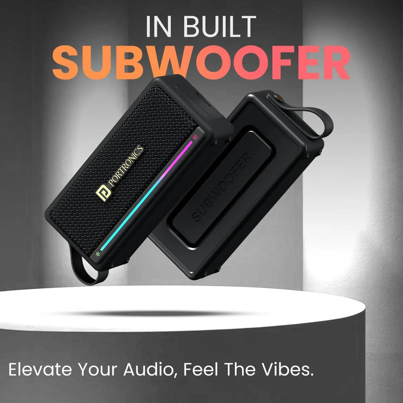 Portronics Harmony Mini 25W HD Premium Portable Bluetooth Speaker with Subwoofer, EQ Adjustment, 6 Hours Playtime, in-Built Mic,TWS Mode,RGB Lights, Bluetooth V5.3, Type C Fast Charging - Nalanda Enterprises