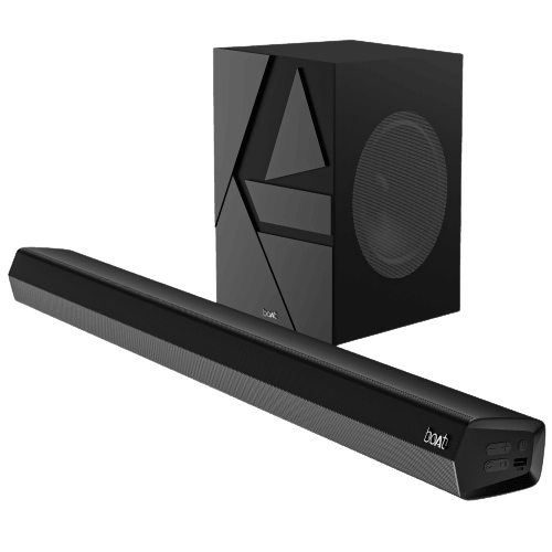 boAt Aavante Bar Quake | 200W RMS boAt Signature Sound, 2.1 Channel Soundbar with Wired Subwoofer, Entertainment EQ Modes, Bluetooth v5.3, USB, AUX, HDMI (ARC) - Nalanda Enterprises