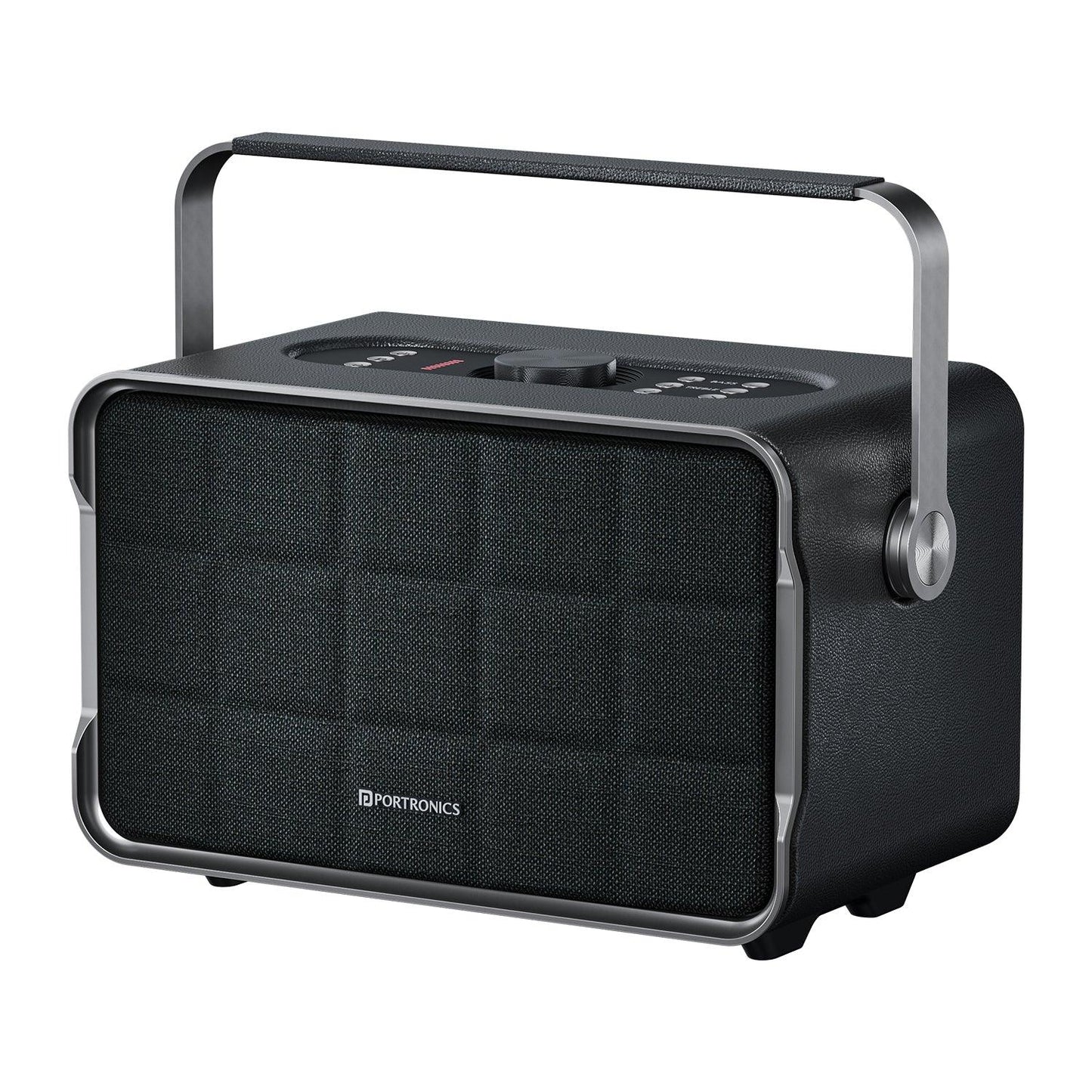 Portronics Harmony 80W Premium Portable HD Sound Speaker, Upto 6 Hours Playtime, 2.1 Channel, Bass Boost Technology, Bass/Treble Adjustment, Bluetooth Connectivity, Aux in, USB in, Bass Radiator - Nalanda Enterprises