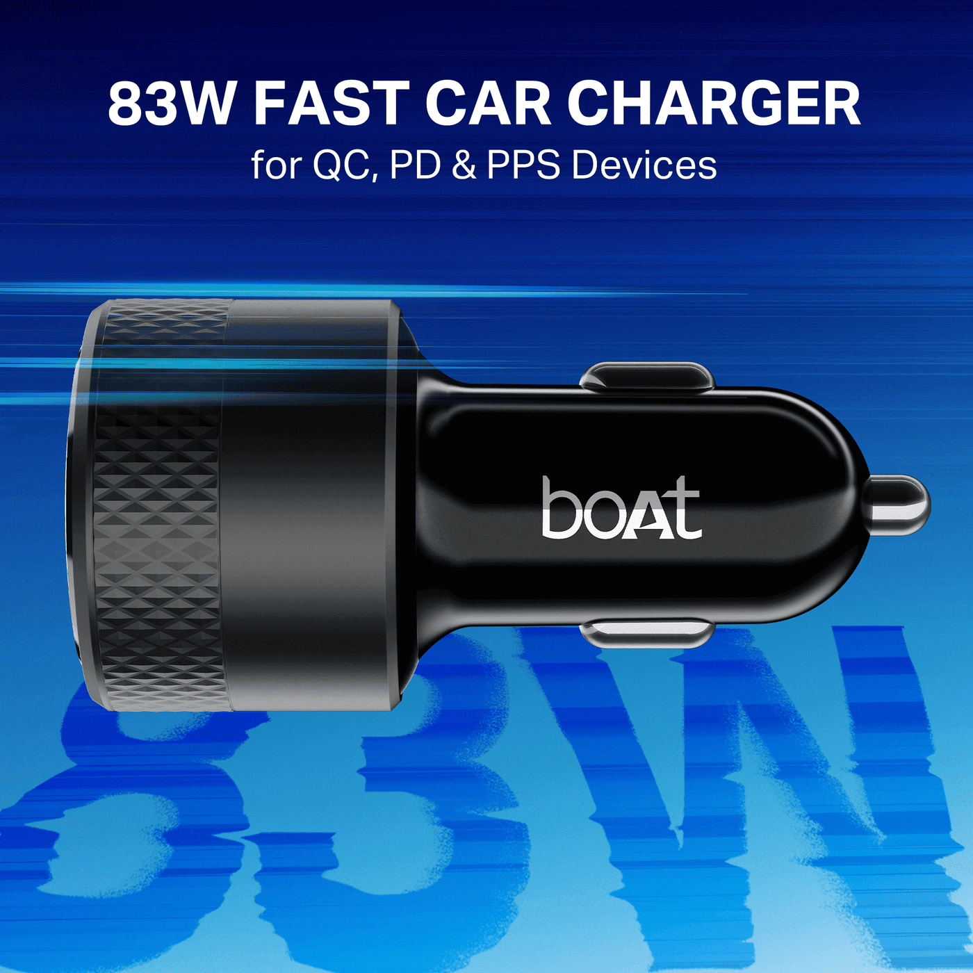 boAt 83W Fast Car Charger | 83W Dual-Port Car Charger with QC, PD & PPS, 12-Layer Smart IC Protection boAtlifestylein