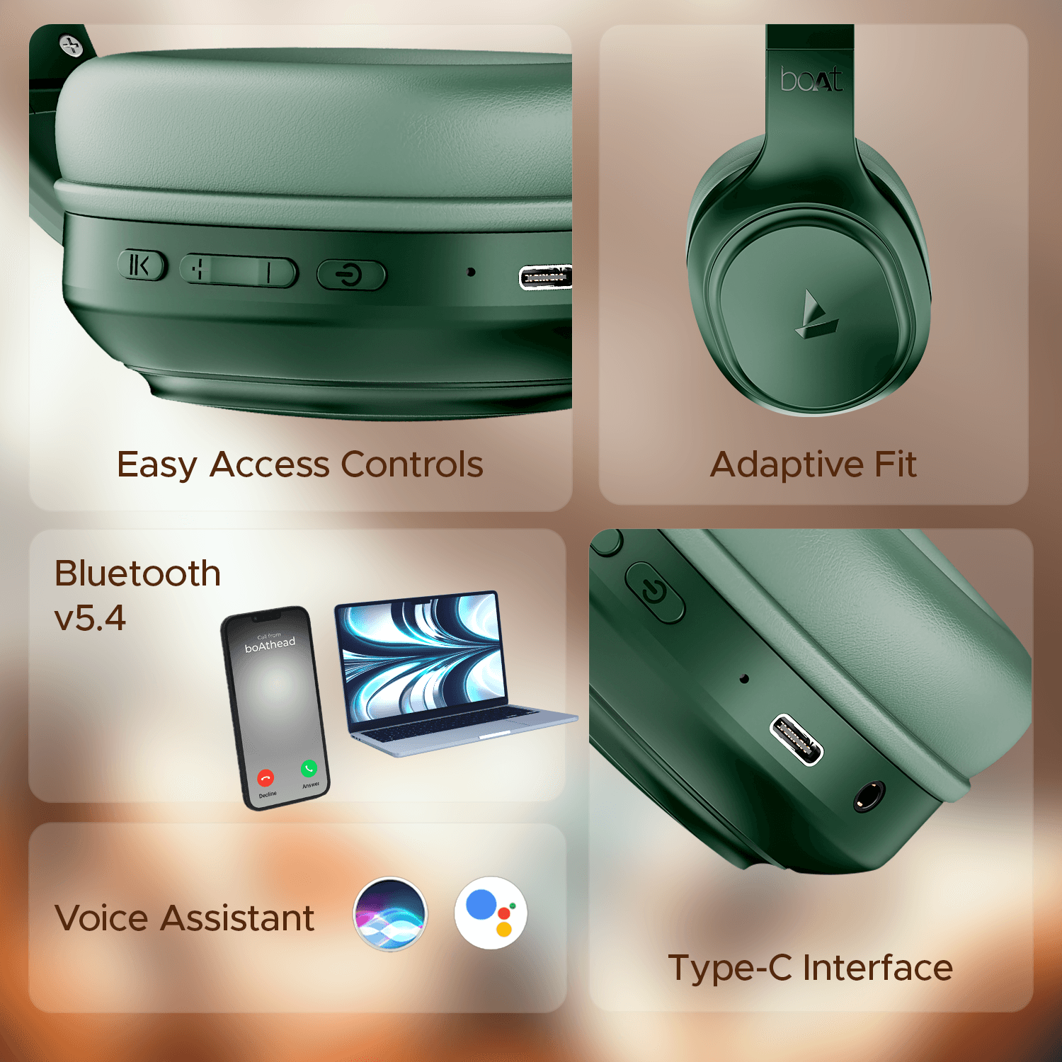 boAt Rockerz 430 | Wireless Headphone with ENx™ Tech, 40 HRS Playback, BEAST™ Mode, Type-C Interface, Bluetooth v5.4 - Nalanda Enterprises
