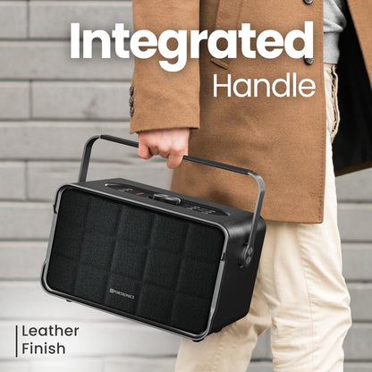 Portronics Harmony 80W Premium Portable HD Sound Speaker, Upto 6 Hours Playtime, 2.1 Channel, Bass Boost Technology, Bass/Treble Adjustment, Bluetooth Connectivity, Aux in, USB in, Bass Radiator - Nalanda Enterprises