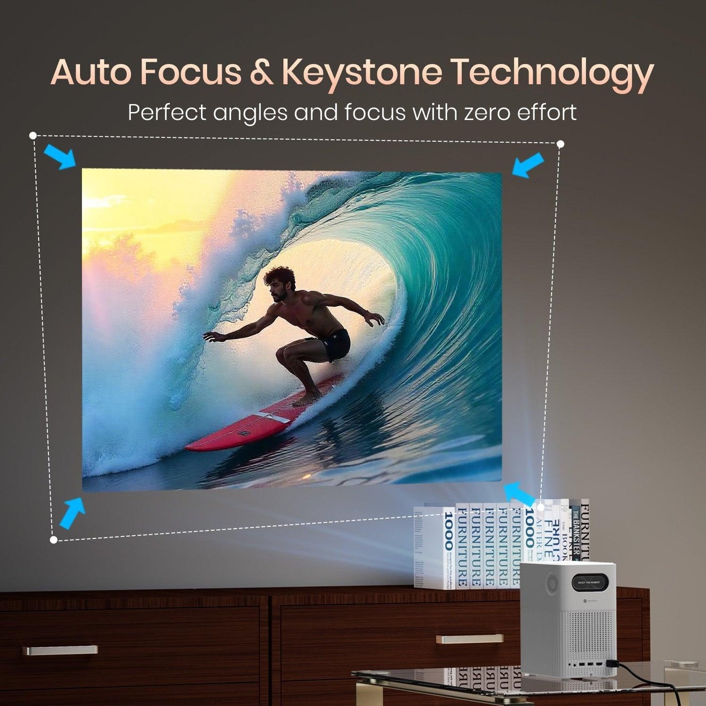 Portronics Beem 500 Smart LED Projector - 6700 Lumens Brightness, Wireless Connectivity, 1080P HD, Built-in Speaker, Compact & Portable - Nalanda Enterprises