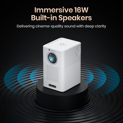 Portronics Beem 500 Smart LED Projector - 6700 Lumens Brightness, Wireless Connectivity, 1080P HD, Built-in Speaker, Compact & Portable - Nalanda Enterprises