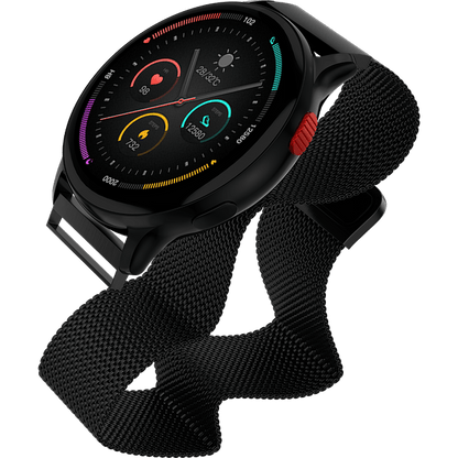 Fireboltt Torrent featuring 36.3mm always-on AMOLED round display, Bluetooth calling, voice assistant, health suite, 100+ sports modes, IP67 water resistant - Nalanda Enterprises