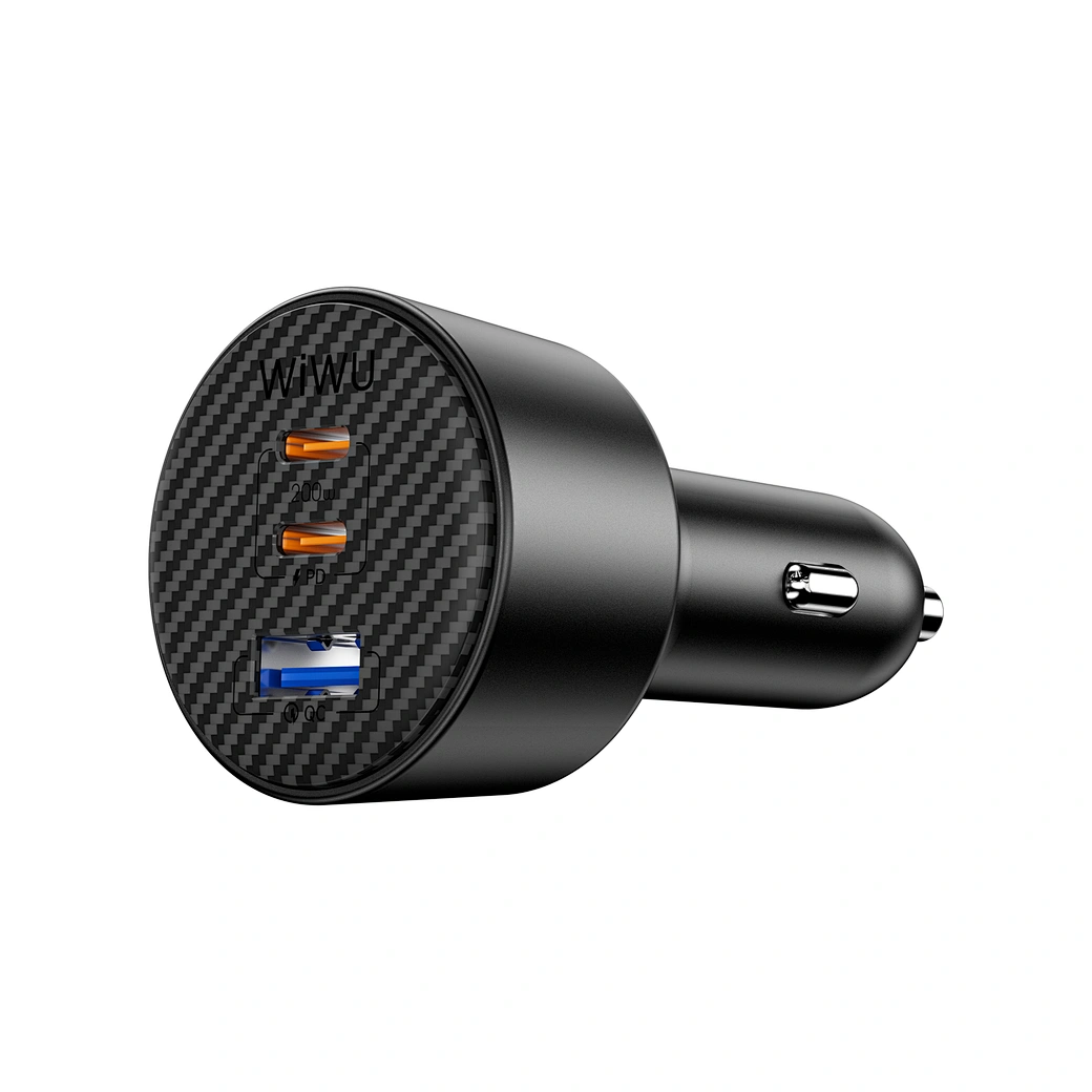 WiWU Wi-CC026 200W Car Charger — Triple-Port Type-C PD PPS Fast Charging with Aluminum + Kevlar Body wiwu
