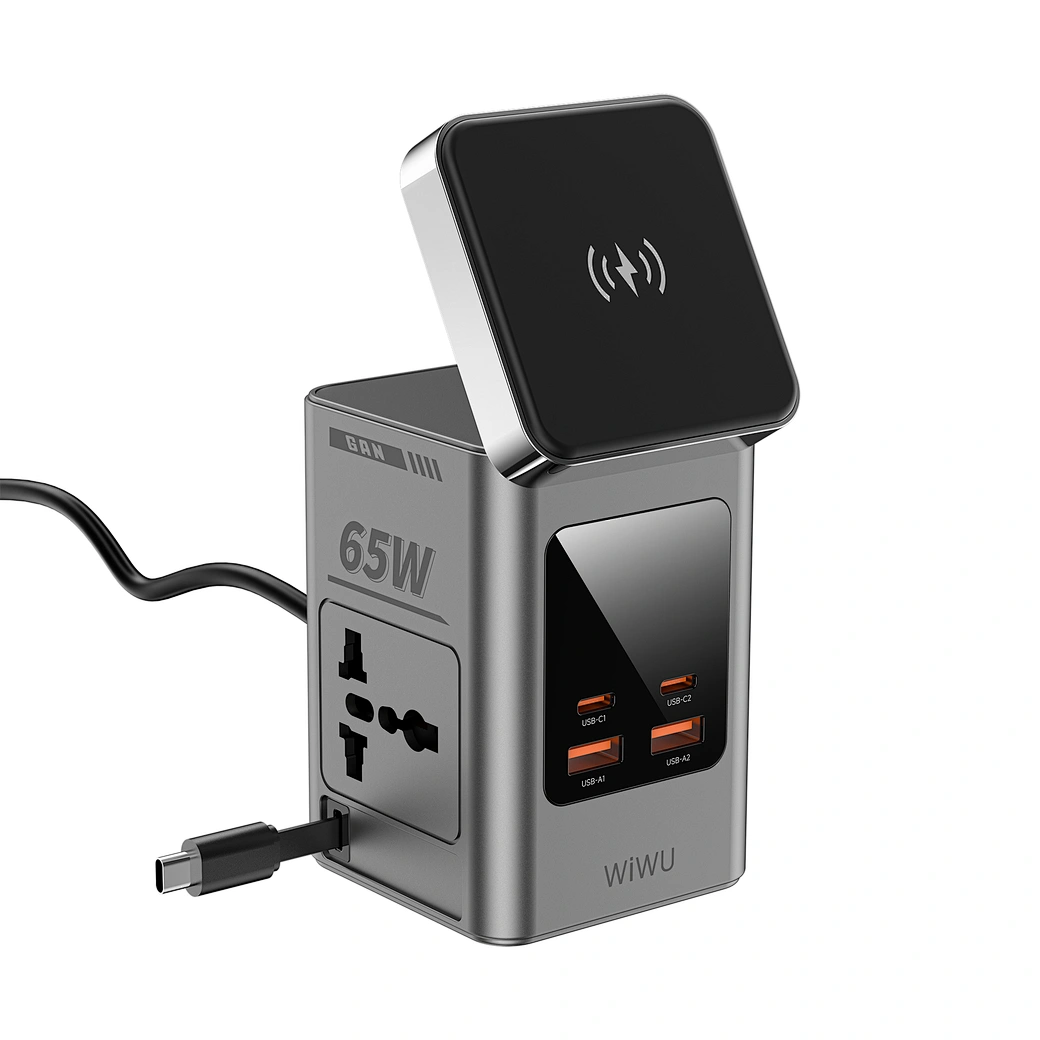 WiWU Warrior 65W GaN 10-in-1 Wireless Charging Station with Dual AC Outlets — Wi-W040 Nalanda Enterprises