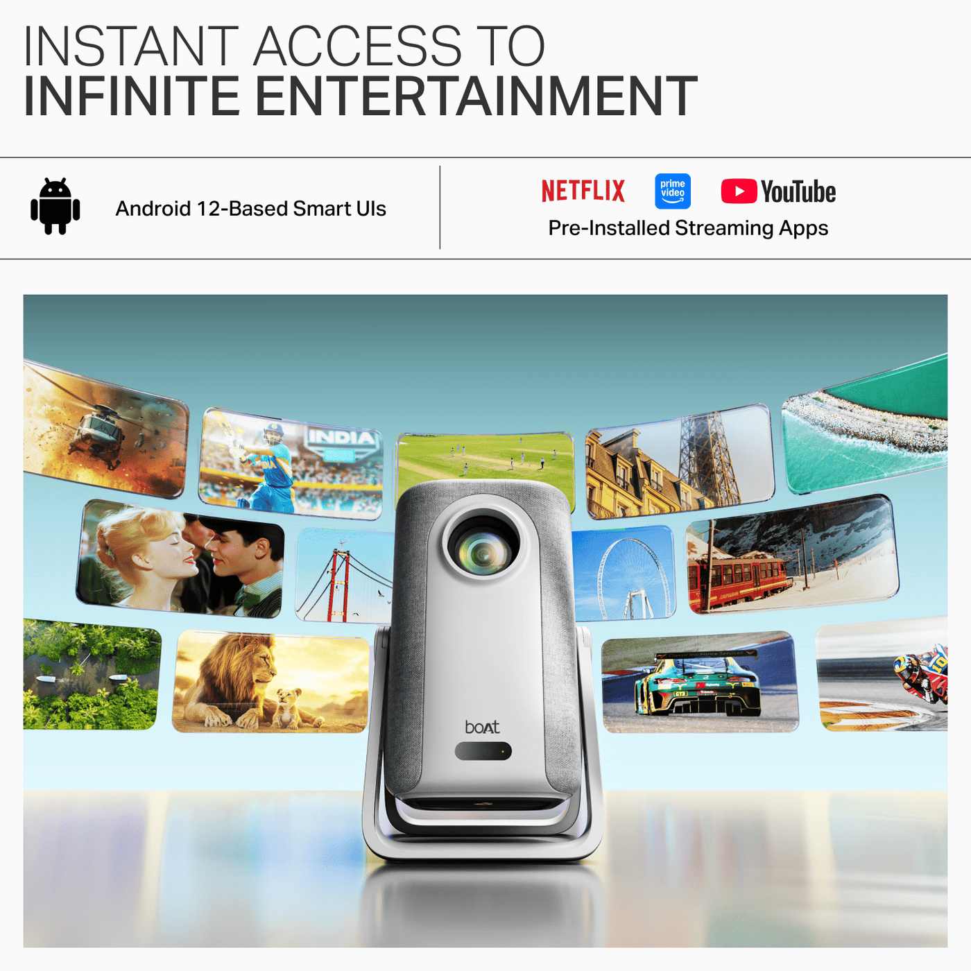 boAt Cinehead M1 | Full HD Smart Projector with Android 12 and Up to 150” Big-Screen Viewing