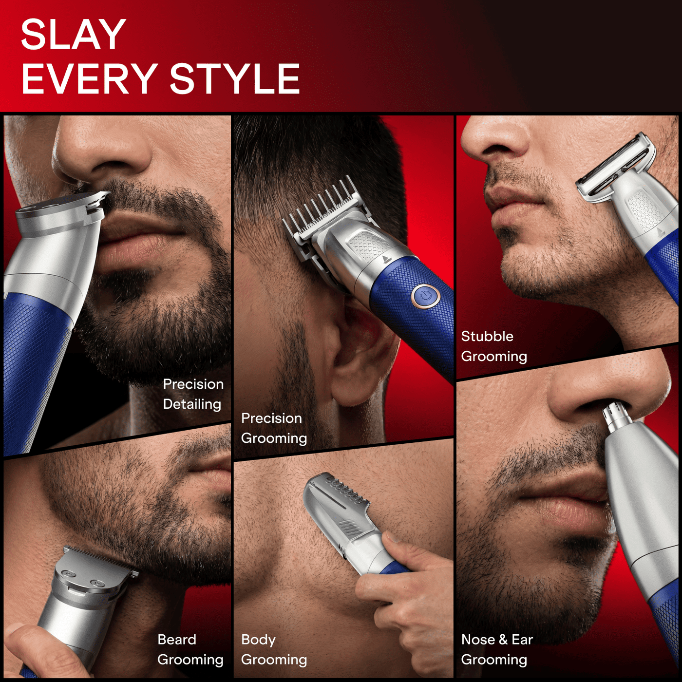 boAt Slazer K100 Pro | Trimmer with Ceramic Blades, 200-Min Runtime, and 15-in-1 Grooming Kit