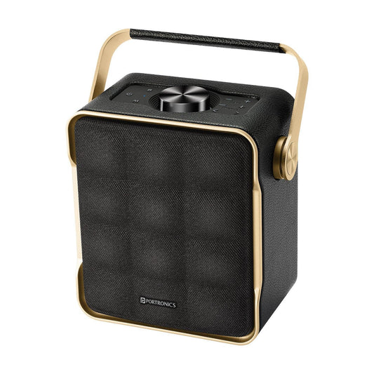Portronics Harmony II 60W HD Sound Portable Bluetooth 5.3V Speaker, Bass Boost Technology, Upto 5 Hours Playtime, Bass/Treble Adjustment, Leather Finish, USB/AUX in, Type C Fast Charging - Nalanda Enterprises