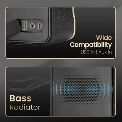 Portronics Harmony II 60W HD Sound Portable Bluetooth 5.3V Speaker, Bass Boost Technology, Upto 5 Hours Playtime, Bass/Treble Adjustment, Leather Finish, USB/AUX in, Type C Fast Charging - Nalanda Enterprises