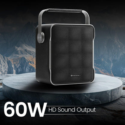 Portronics Harmony II 60W HD Sound Portable Bluetooth 5.3V Speaker, Bass Boost Technology, Upto 5 Hours Playtime, Bass/Treble Adjustment, Leather Finish, USB/AUX in, Type C Fast Charging - Nalanda Enterprises