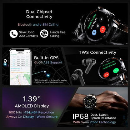 boAt Lunar Pro LTE | Premium Calling Smartwatch with e-SIM Support, Built-in GPS, AMOLED Display - Nalanda Enterprises