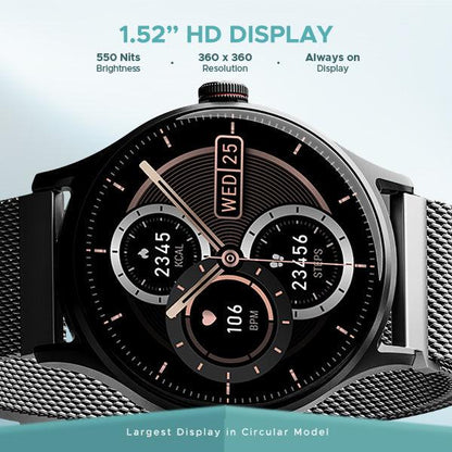 boAt Lunar Vista | Smartwatch with 1.52" (3.86cm) Vivid Round Display, BT Calling, 100+ Sports Modes, AI Voice Assistant - Nalanda Enterprises