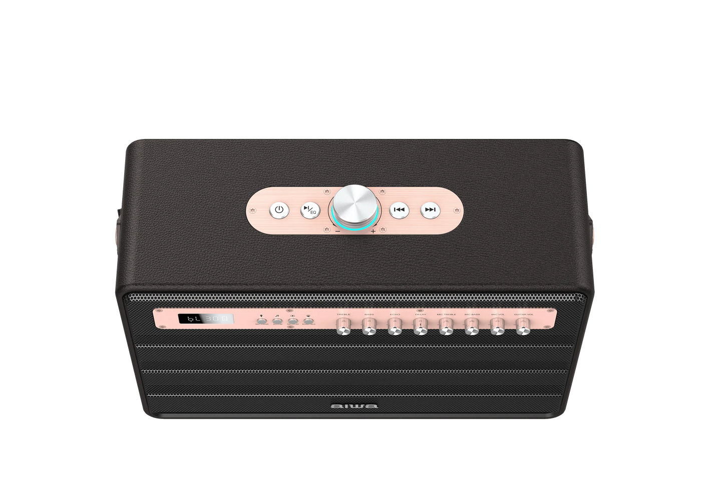Aiwa Bluetooth Speaker | Long Battery Life | Built-in Microphone | karaoke speaker with 2 wireless microphones | MI-X450 Enigma 450 W Bluetooth Home Audio Speaker (Rose Gold, Black, 2.1 Channel) - Nalanda Enterprises