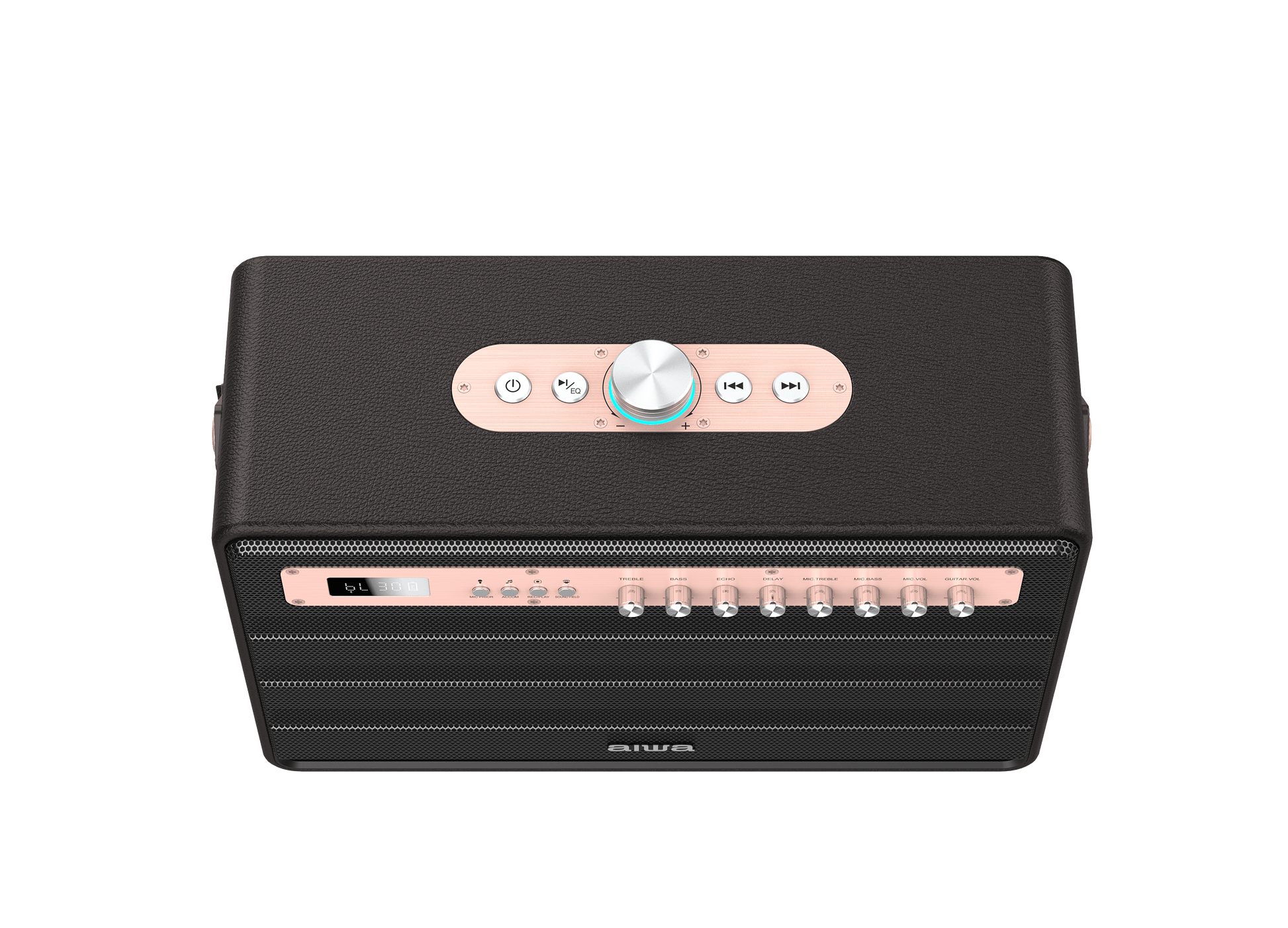 Aiwa Bluetooth Speaker | Long Battery Life | Built-in Microphone | karaoke speaker with 2 wireless microphones | MI-X450 Enigma 450 W Bluetooth Home Audio Speaker (Rose Gold, Black, 2.1 Channel) - Nalanda Enterprises