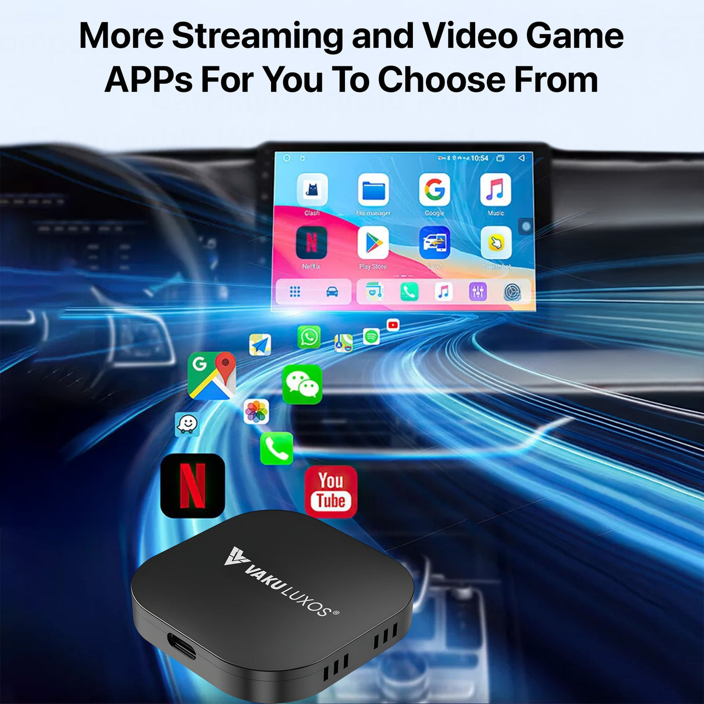 Vaku Luxos ® MUSEPRO 2025 Upgraded Wireless CarPlay Adapter, 5-in-1 Apple Wireless and Android Auto Wireless Adapter